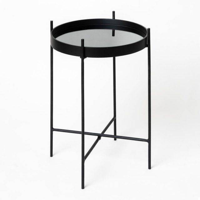 Native Decor Matte Black Mirror Side Table Product Image