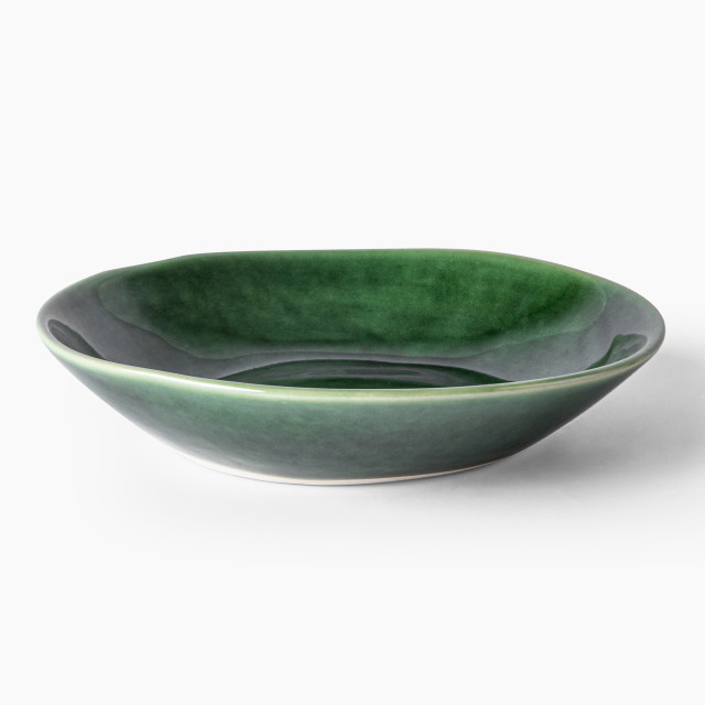 Mervyn Gers Glazed Stoneware Dessert Bowls, Set of 2 - Fig Green Product Top Down View