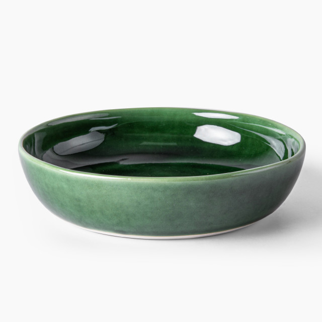 Mervyn Gers Glazed Stoneware Small Breakfast Bowls, Set of 2 - Fig Green
