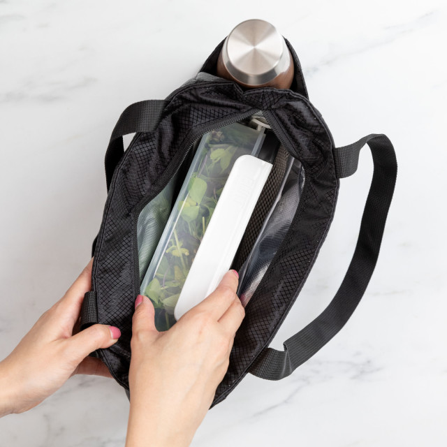 Built Insulated Lunch Tote Bag, 7.2L - Black in use
