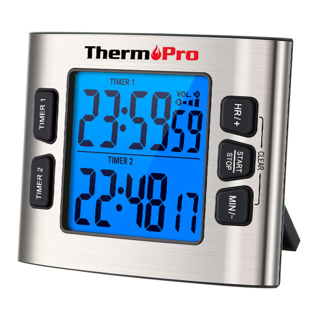 ThermoPro Digital Kitchen Timer with Dual Countdown Stop Watches Timer/Magnetic Timer Clock with Adjustable Loud Alarm and Backlight Product Image