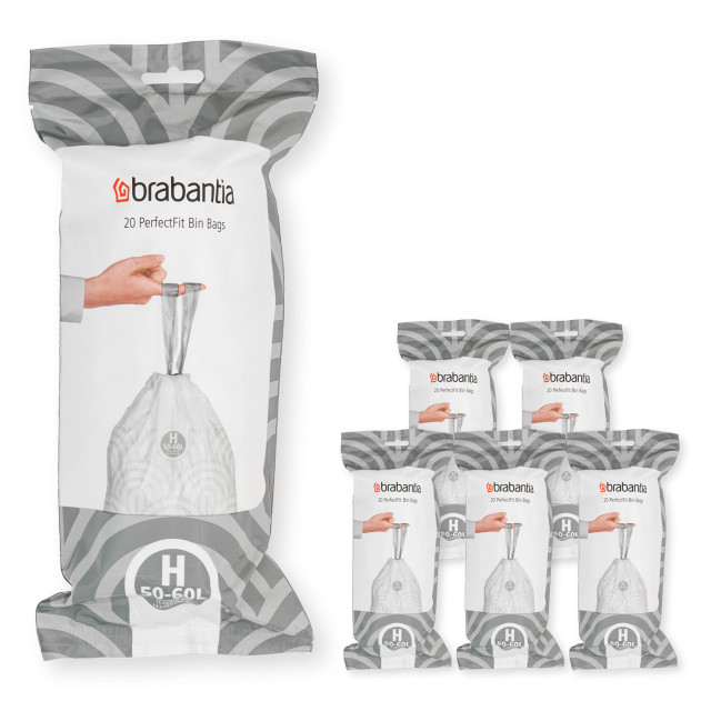 Brabantia BinLiners, Pack of 6 - Code H, 50-60L
