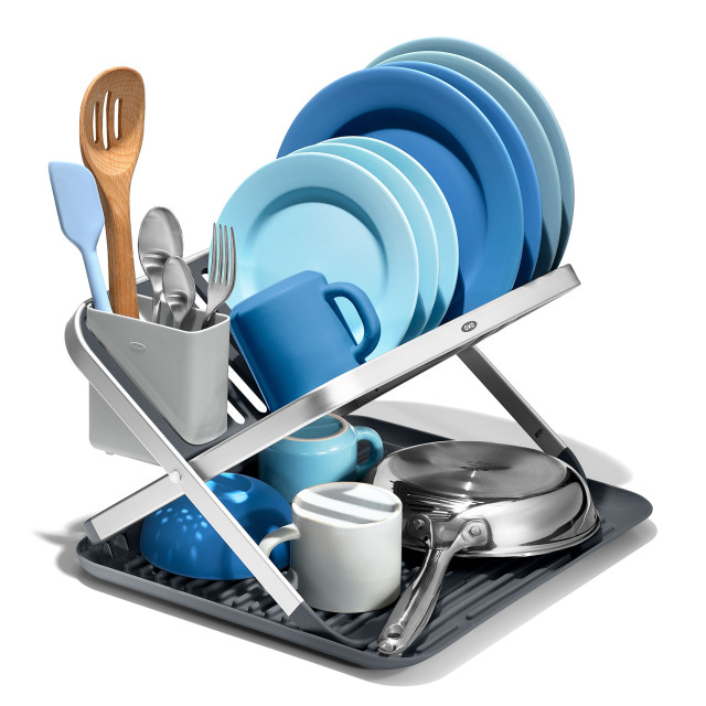 OXO Good Grips Foldaway Dish Rack Product In Use