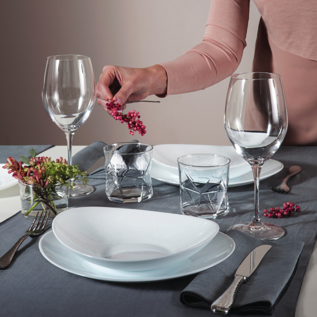 Bormioli Rocco Prometeo Tavola 12pc Dinner Set in use
