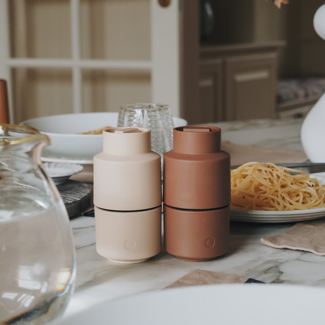 Crushgrind Billund Grinder - Garlic on the table with other colours