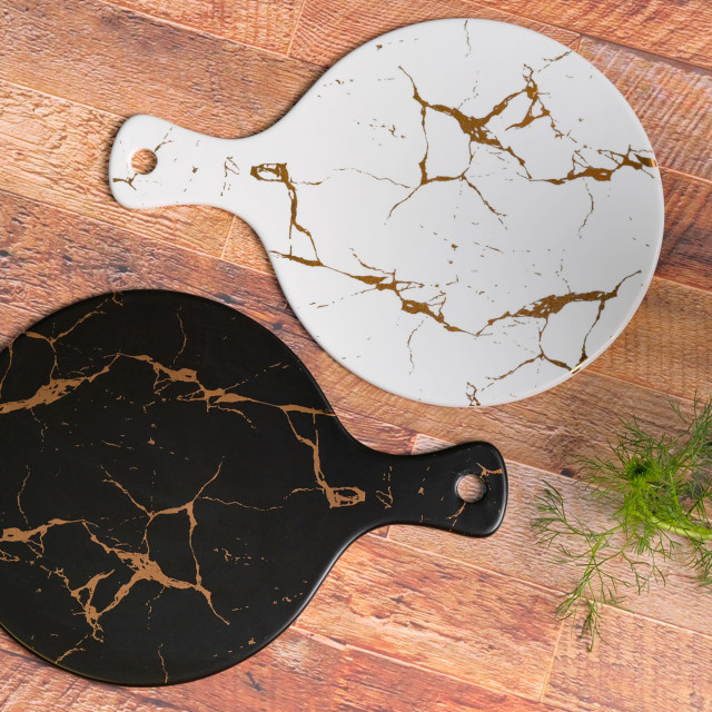 Nicolson Russell Kintsugi Round Serving Board - White Product In Use
