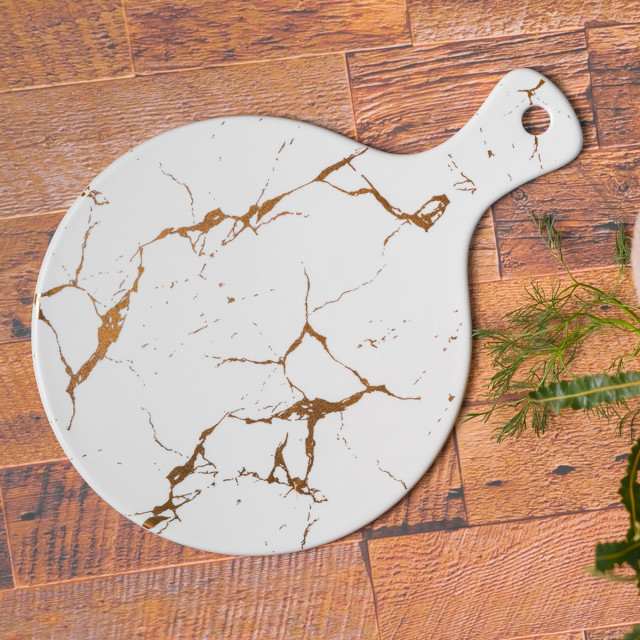 Nicolson Russell Kintsugi Round Serving Board - White Product In Use
