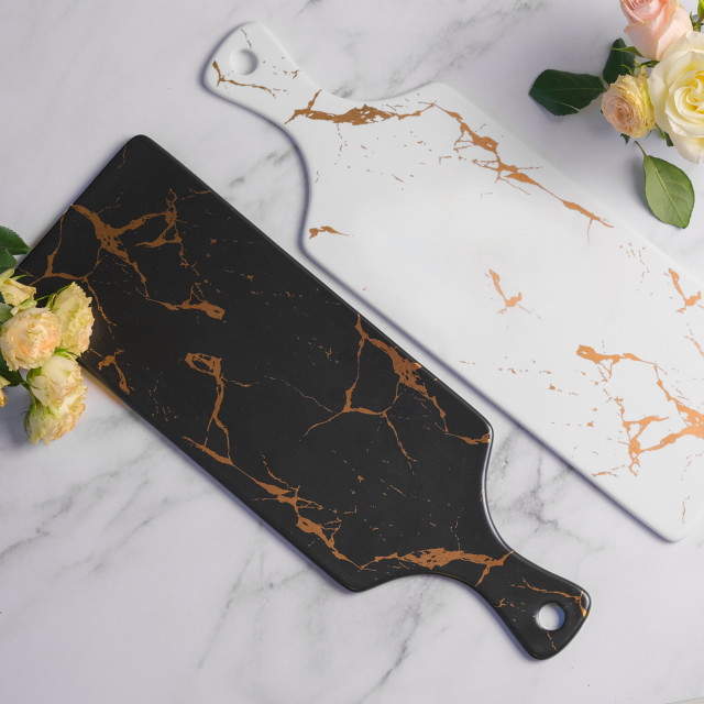 Nicolson Russell Kintsugi Rectangular Serving Board - Black Product In Use
