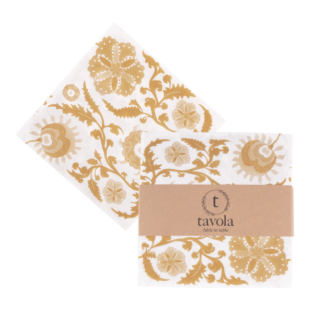 Tavola Suzani Biodegradable Paper Napkins, Pack of 25 - Gold