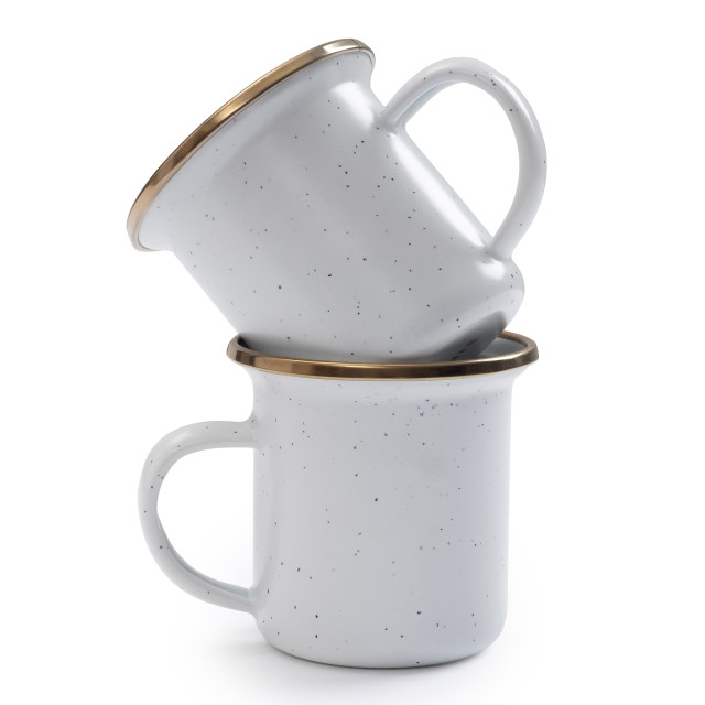 Barebones Enamel Espresso Cup, Set of 2 - Eggshell angle