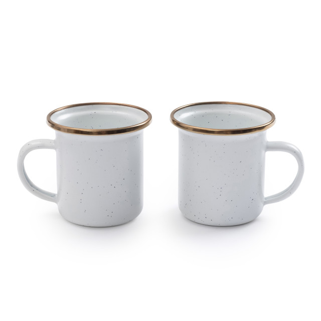 Barebones Enamel Espresso Cup, Set of 2 - Eggshell