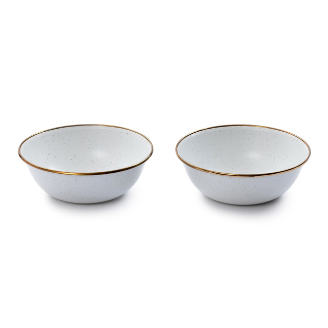 Barebones Enamel Bowl, Set of 2 - Eggshell