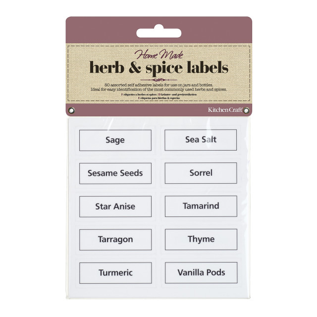 KitchenCraft Home Made Vinyl Herb & Spice Labels, Pack of 50