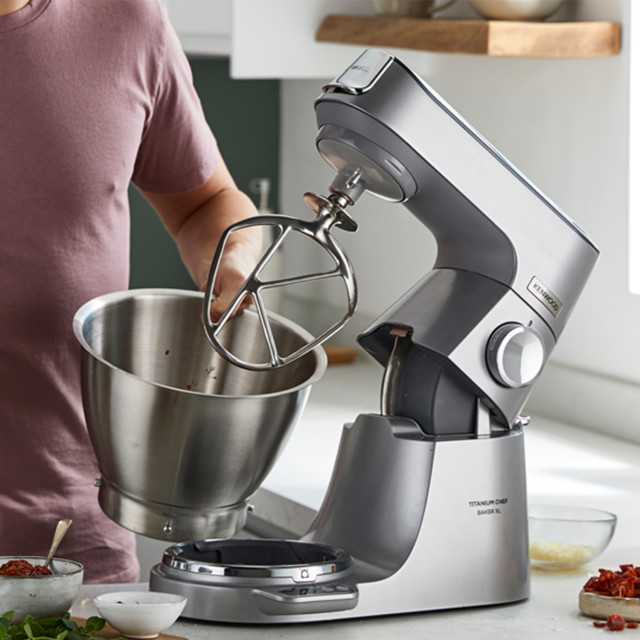 Kenwood Titanium Chef Baker Stand Mixer Mega Pack KVL85.704SI Product In Use