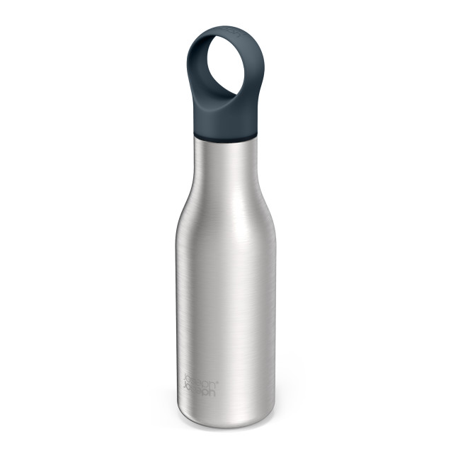 Joseph Joseph Loop Vacuum Insulated Water Bottle, 500ml - Brushed Anthracite Product Side View