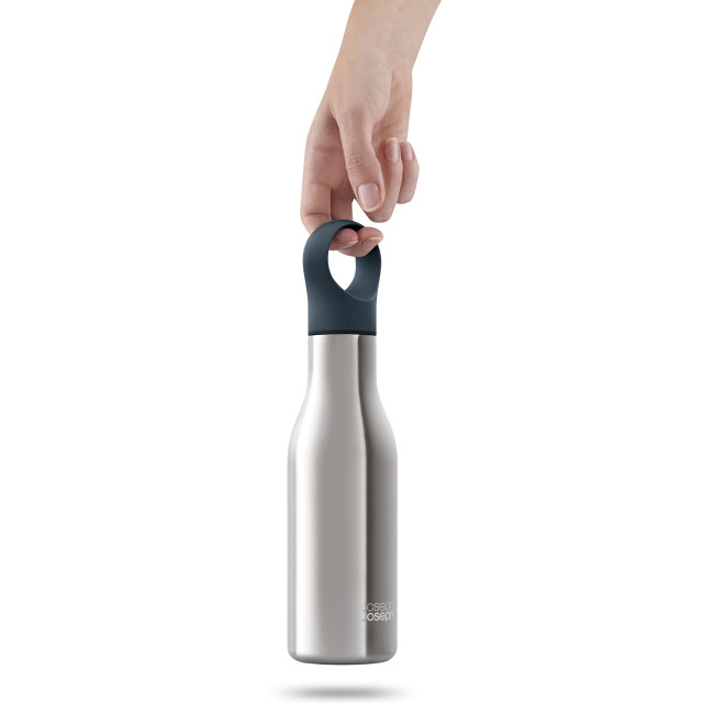 Joseph Joseph Loop Vacuum Insulated Water Bottle, 500ml - Brushed Anthracite Product Detail Image