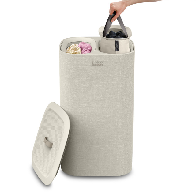 Joseph Joseph Tota 60L Laundry Separation Basket - Ecru removing the basket