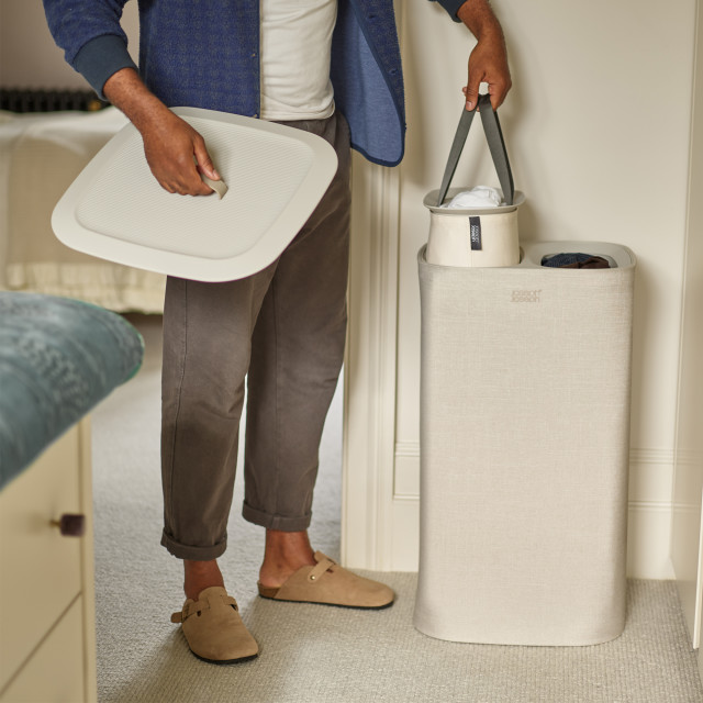 Joseph Joseph Tota 60L Laundry Separation Basket - Ecru removing the basket