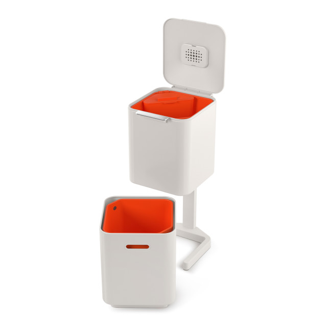 Joseph Joseph Totem Compact 40L Waste & Recycling Bin - Stone Product Front View Image