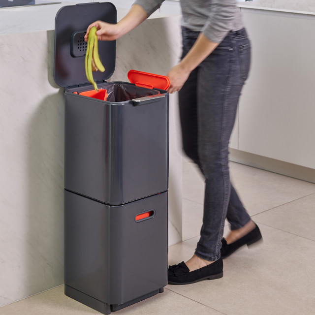 Joseph Joseph Totem Compact 40L Waste & Recycling Bin - Graphite Product Lifestyle Image
