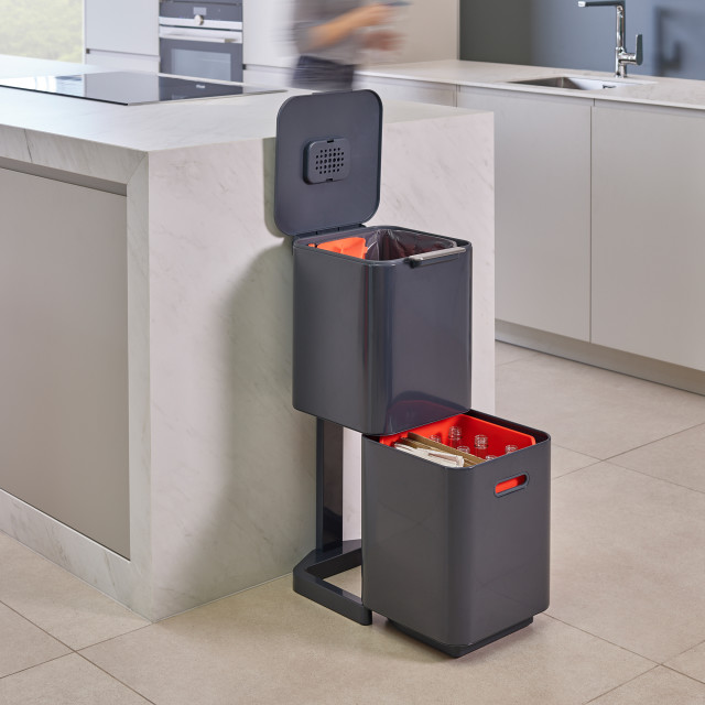 Joseph Joseph Totem Compact 40L Waste & Recycling Bin - Graphite Product Lifestyle Image