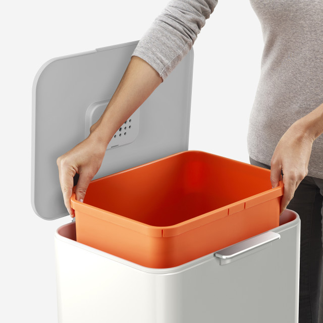 Joseph Joseph Totem Pop 60L Waste & Recycling Bin Product Removing Bin Action Image
