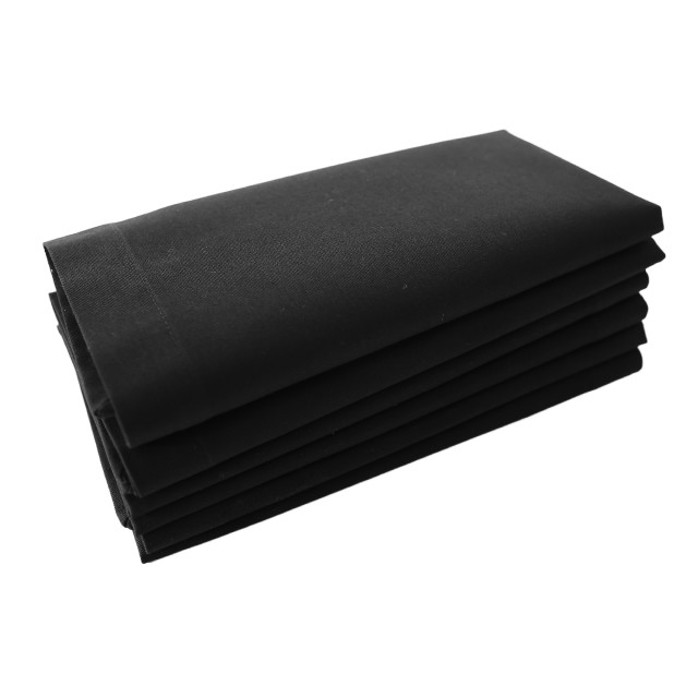DSA 100% Cotton Wide Hem Napkins, Set of 6 - Black