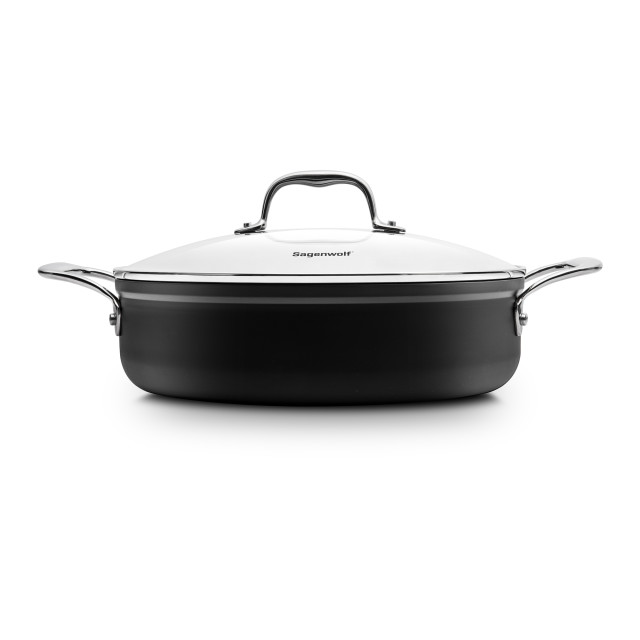 Sagenwolf Titanium Series Non-Stick Chef's Pan with Glass Lid - 28cm Product Front View Image