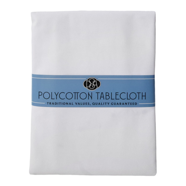 DSA White Polycotton Tablecloth - 180cm packaging