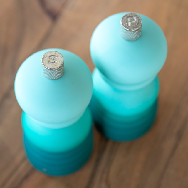 MasterClass Salt or Pepper Mill, 12cm  - Turquoise Ombrï¿½ S & P labels