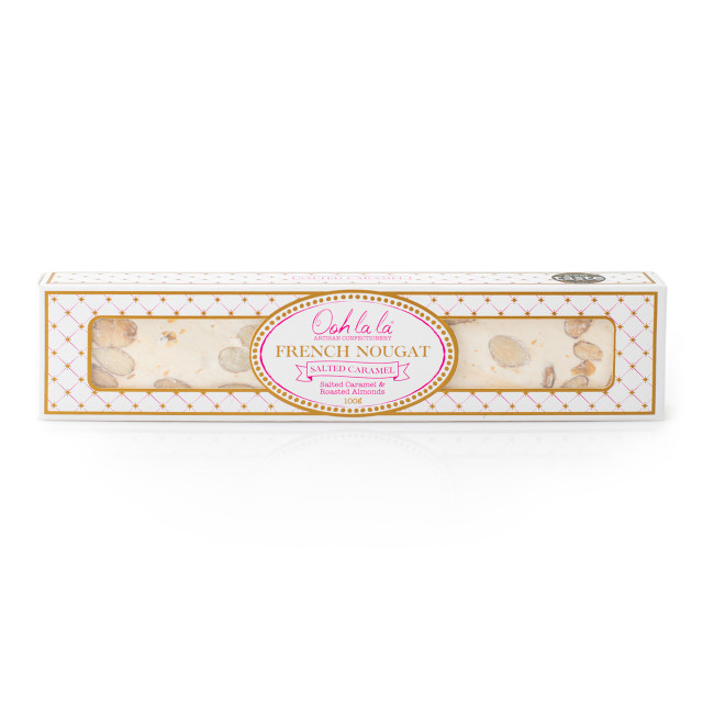 Ooh La La Artisan Confectionery Salted Caramel French Nougat Bar, 100g angle