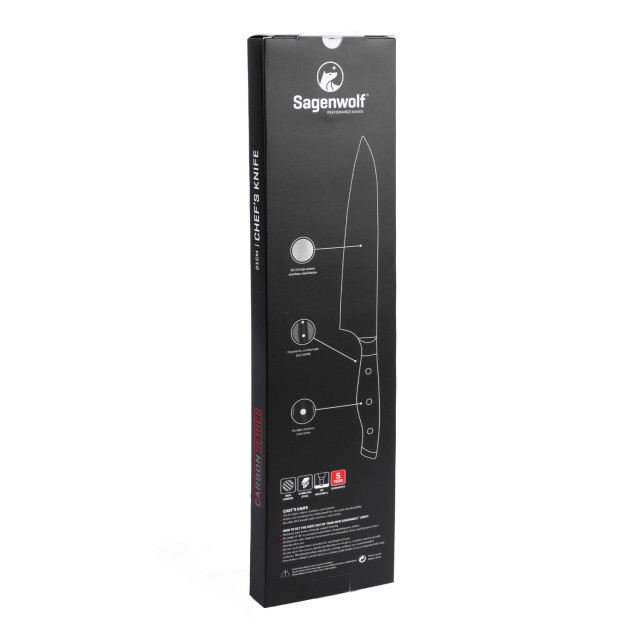Sagenwolf Performance Chef's Knife, 21cm Back View of Packaging