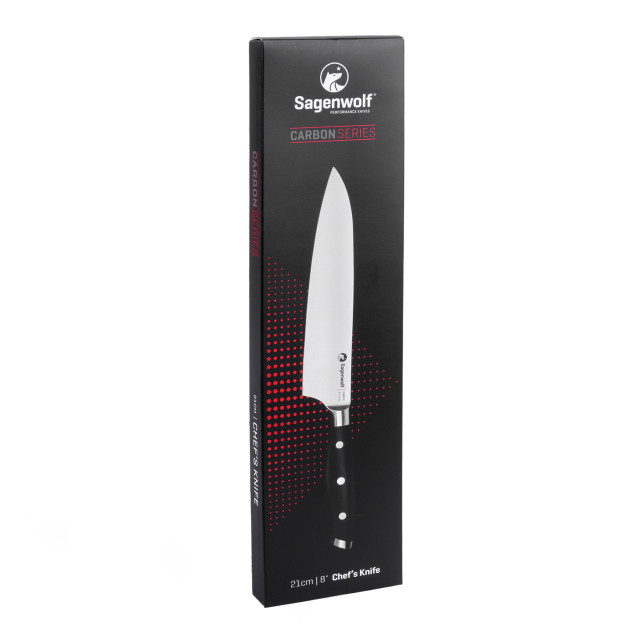 Sagenwolf Performance Chef's Knife, 21cm front view of packaging