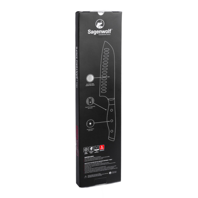 Sagenwolf Performance Santoku Knife, 18cm back packaging