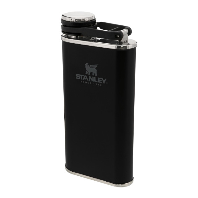 Stanley The Easy Fill Wide Mouth Flask, 230ml - Matte Black Pebble with closed leakproof cap