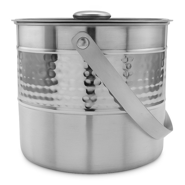 Bar Butler Hammered Ice Bucket with Lid, 2.7L