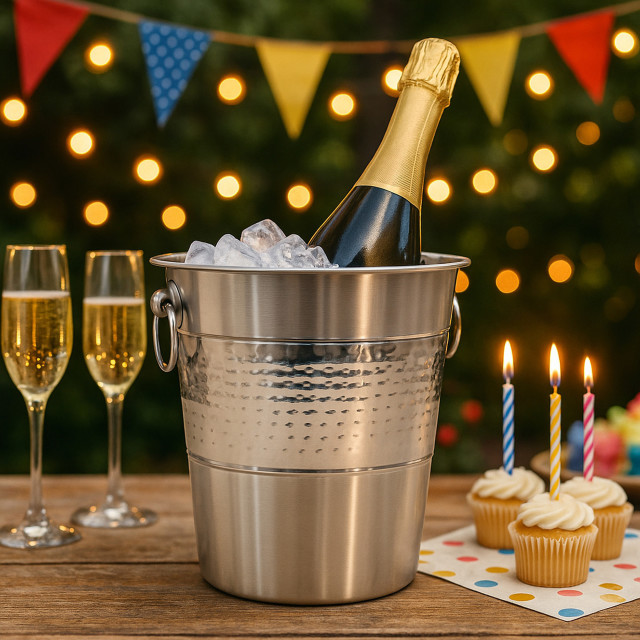 Bar Butler Hammered Champagne Bucket with Ring Handles, 4.5L