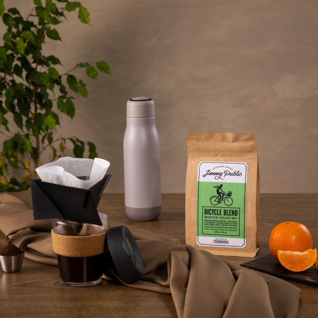 Jimmy Public Bicycle Blend Coffee Beans with an amaricano and citrus fruit