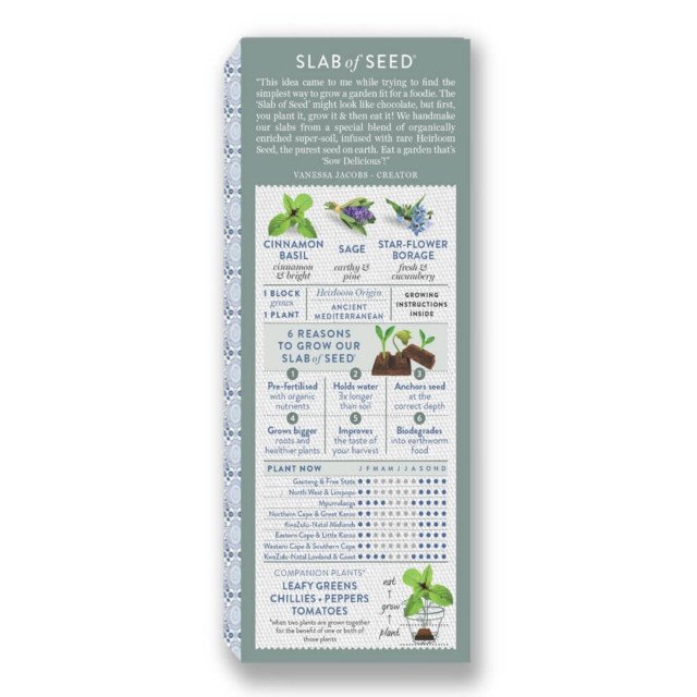 Sow Delicious Slab of Seed Gin Herbs angle