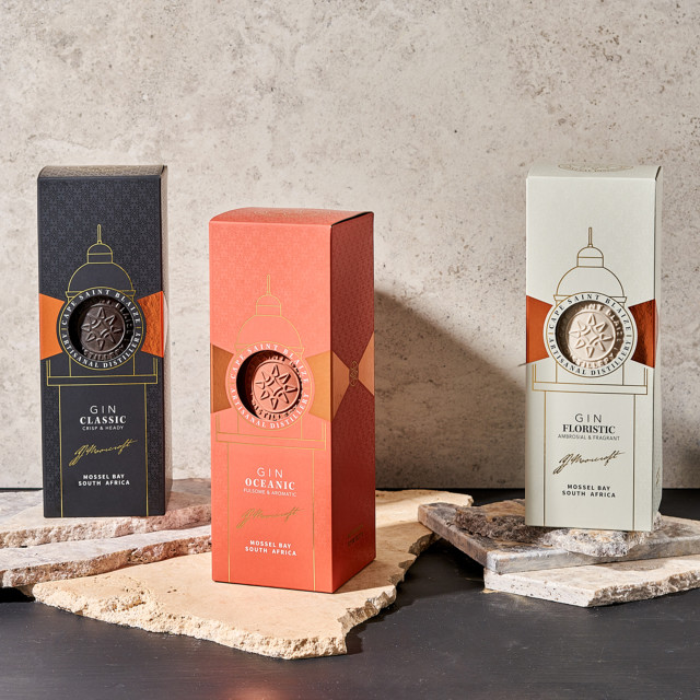 Cape Saint Blaize Oceanic Gin, 750ml packaging with other flavours