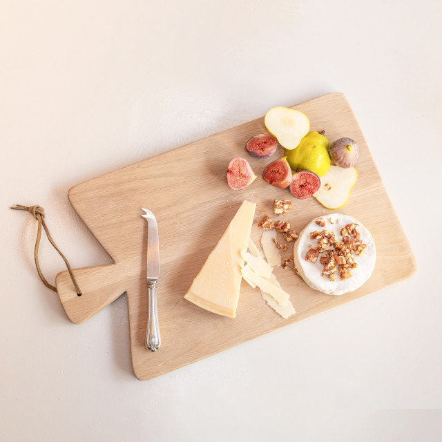 Laid Back Company Classic French Farmhouse Paddle - Natural with cheese and fruits