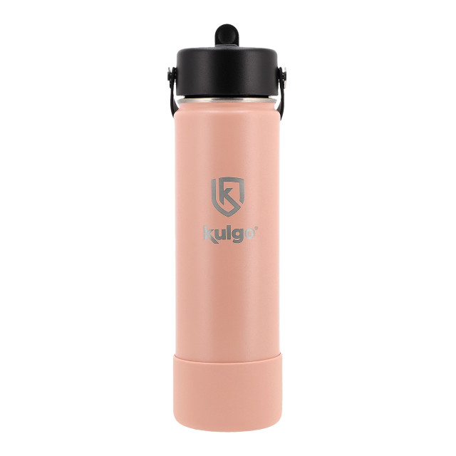 Kulgo Flask with Straw Cap, 700ml - Blush angle