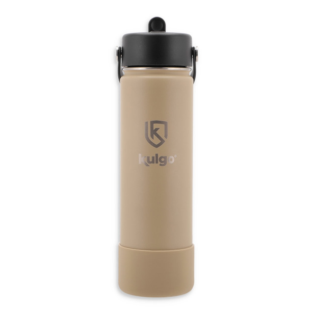 Kulgo Flask with Straw Cap, 700ml - Stone angle