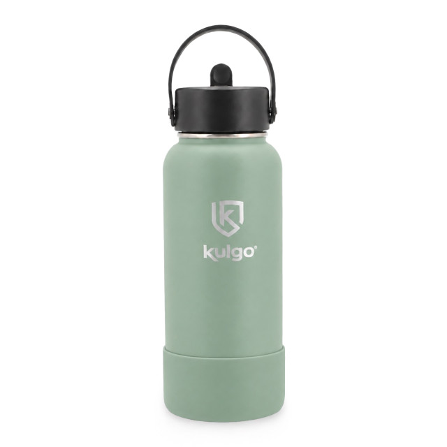 Kulgo Flask with Straw Cap, 1L - Sage Green
