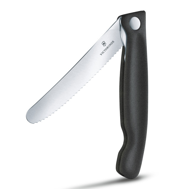 Victorinox Swiss Classic Round Foldable Serrated Paring Knife, 11 cm - Black