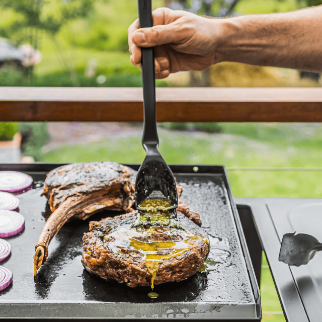 Dreamfarm BBQ Brizzle Basting Brush saucing meat