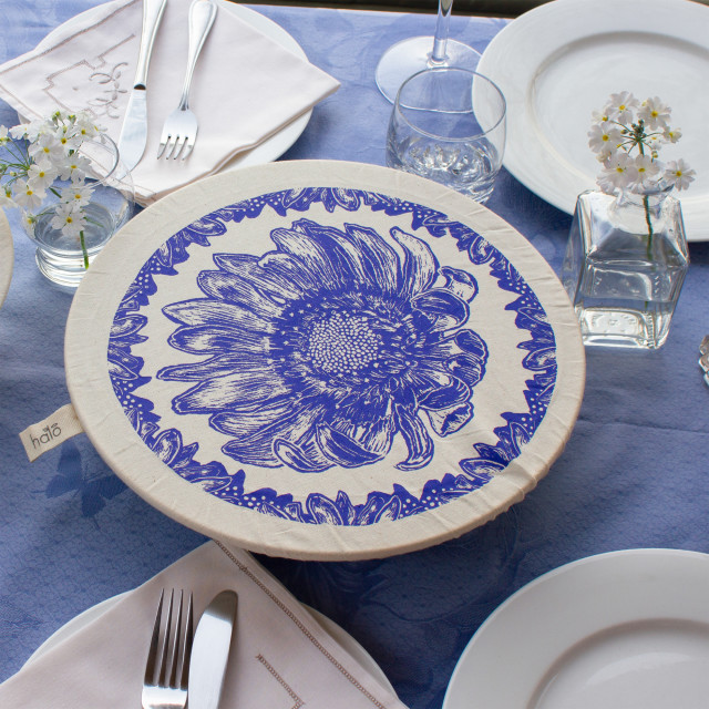 Halo Dish Covers Large Dish Cover, 30cm - Midnight Blue on the dining table