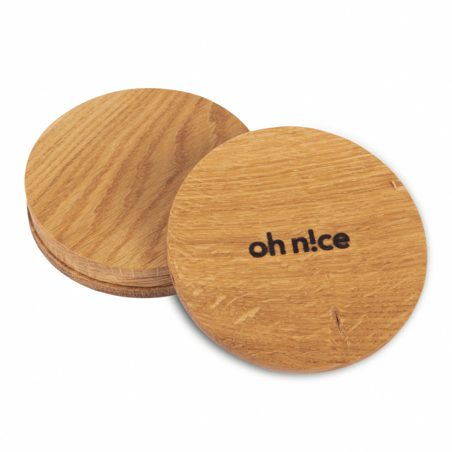 Oh Nice Oak Wood Coasters, Pack of 4 - Oak