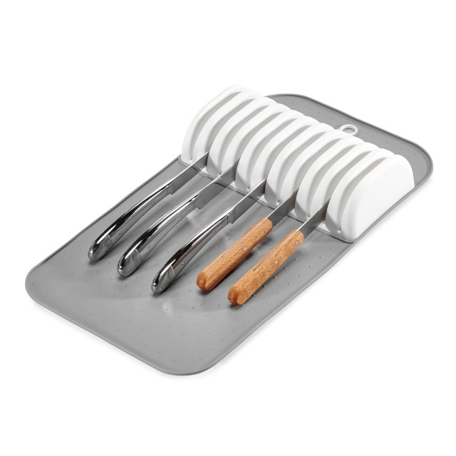 Madesmart Classic In-Drawer Large Knife Storage Mat - Antimicrobial White with knives