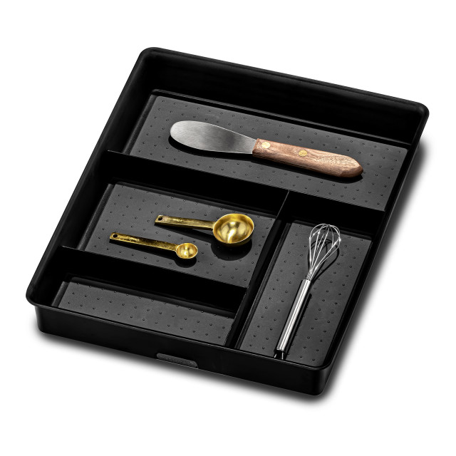 Madesmart Classic Gadget Storage Tray - Antimicrobial Carbon with utensils